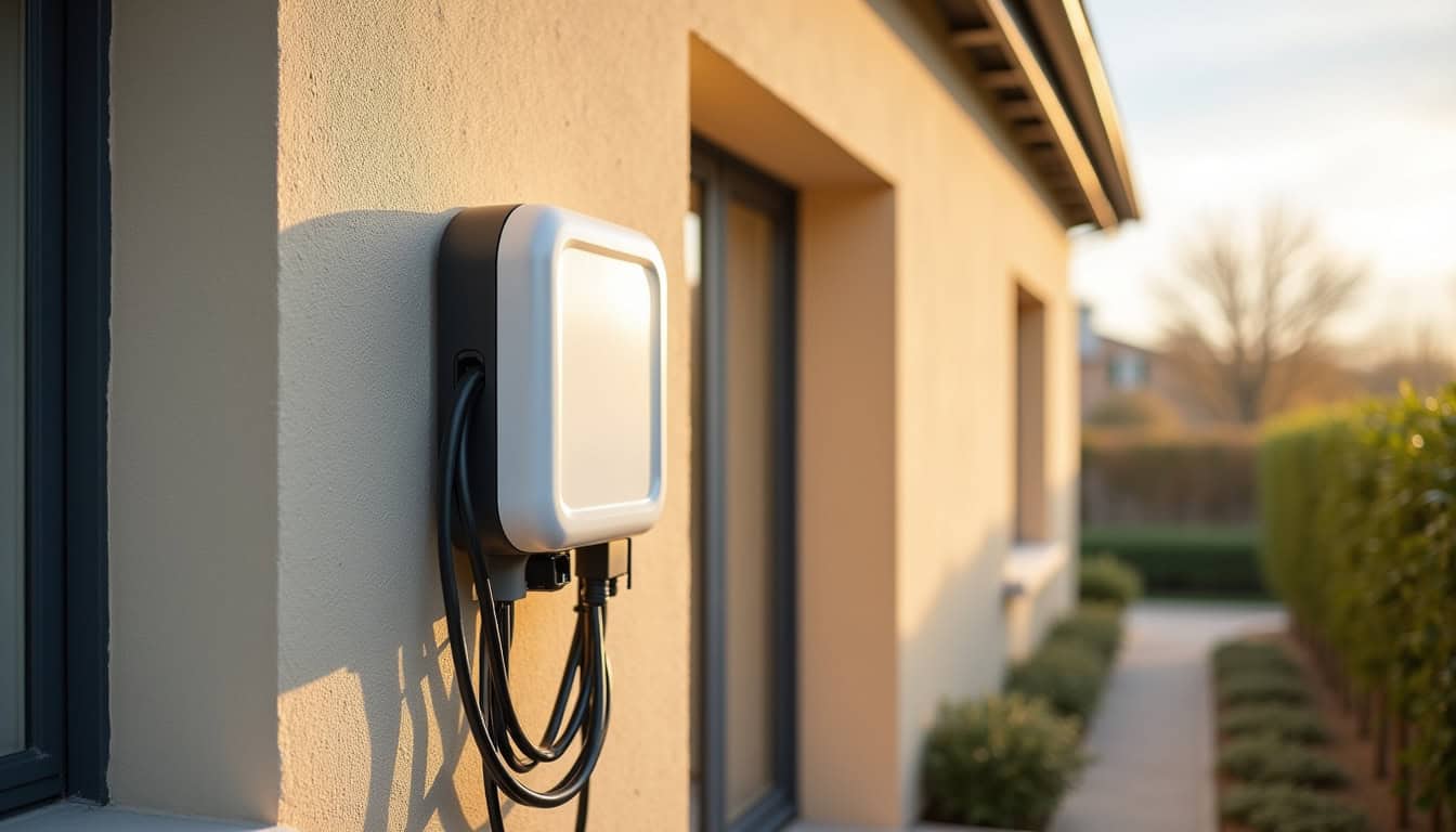Installation d'une borne de recharge murale sur un mur extérieur à Mérignac