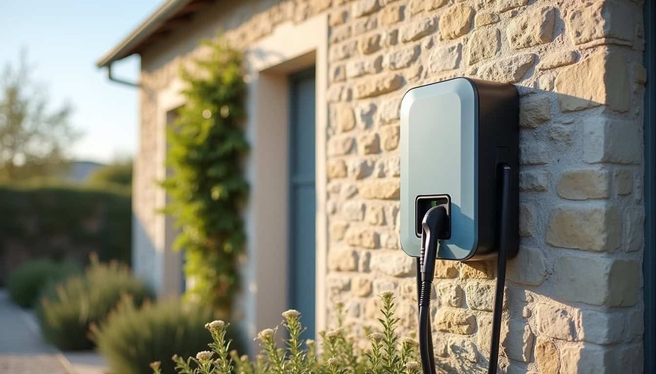 Installation d'une borne de recharge murale sur un mur extérieur à Verdelais