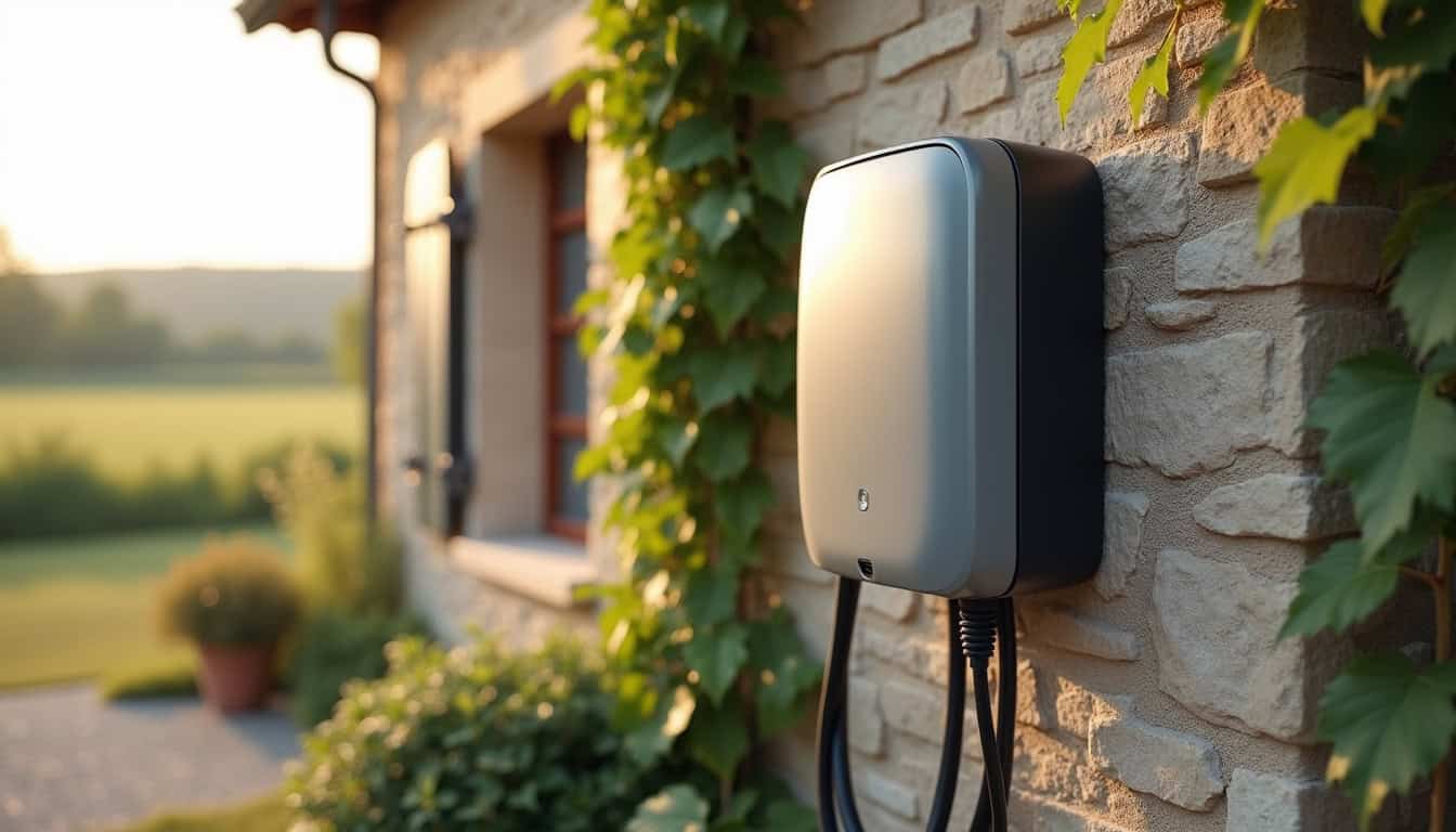 Installation d'une borne de recharge murale sur un mur extérieur d'une maison à Cossé-le-Vivien