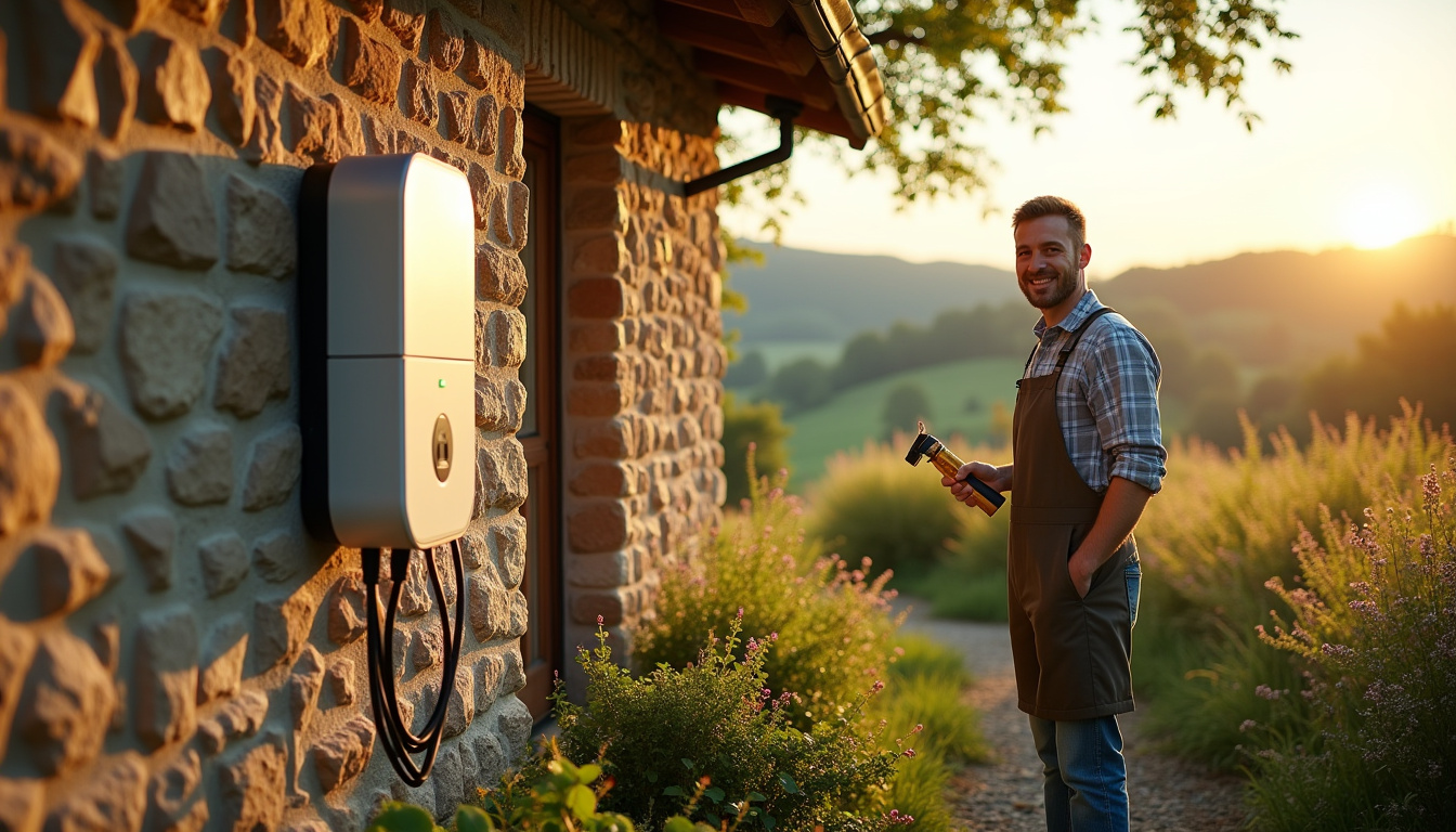 Installation d'une borne de recharge murale sur un mur extérieur en milieu rural