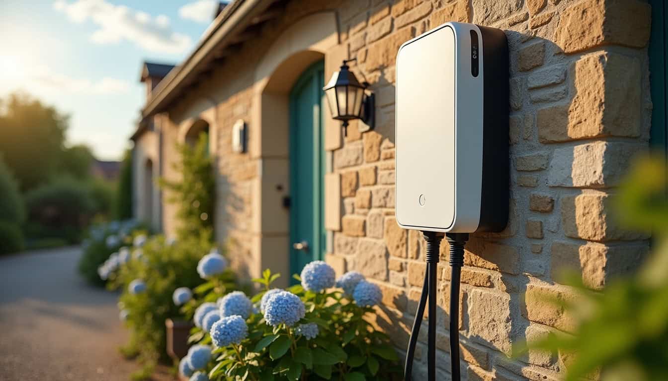 Installation d'une borne de recharge murale sur une façade de maison à Ducey-Les Chéris