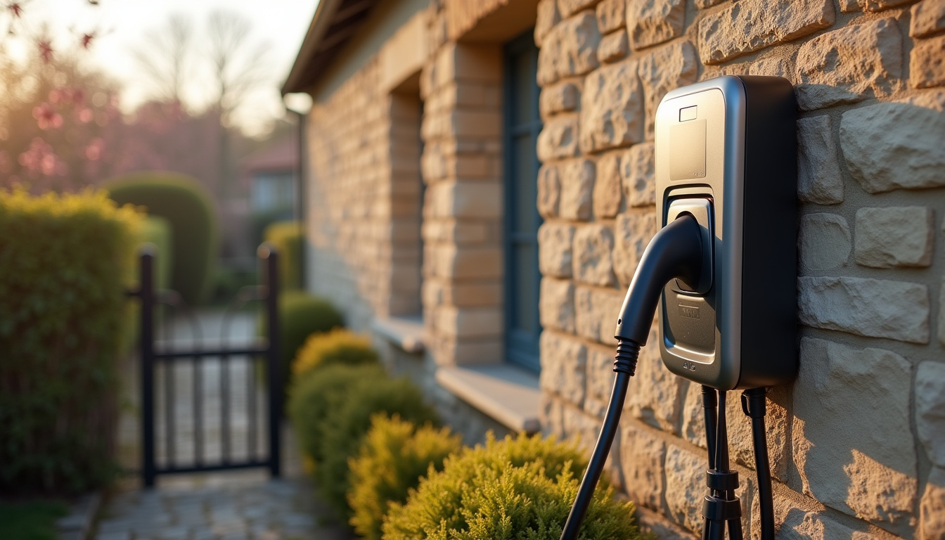 Installation d'une borne de recharge murale sur une façade de maison à Saint-Georges-sur-Eure