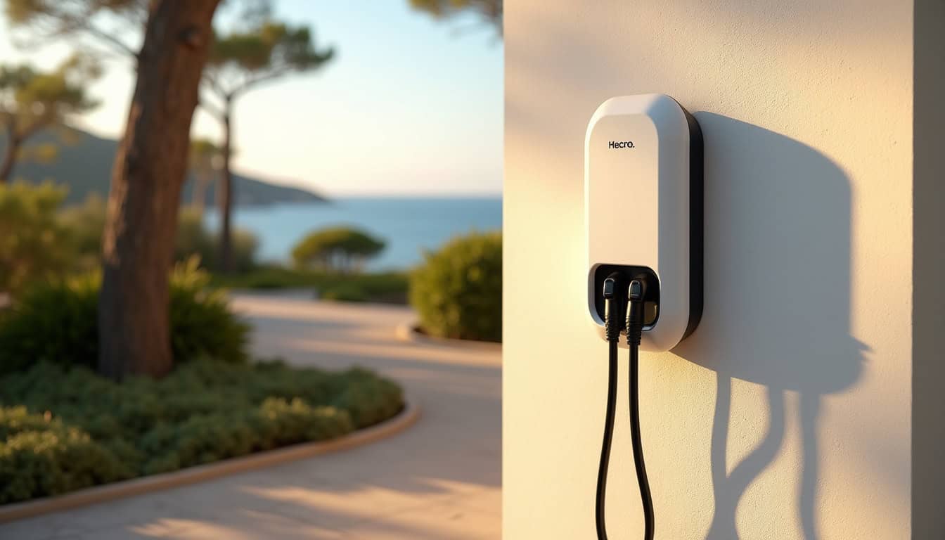 Installation d'une borne de recharge murale sur une façade extérieure à Roquebrune-Cap-Martin