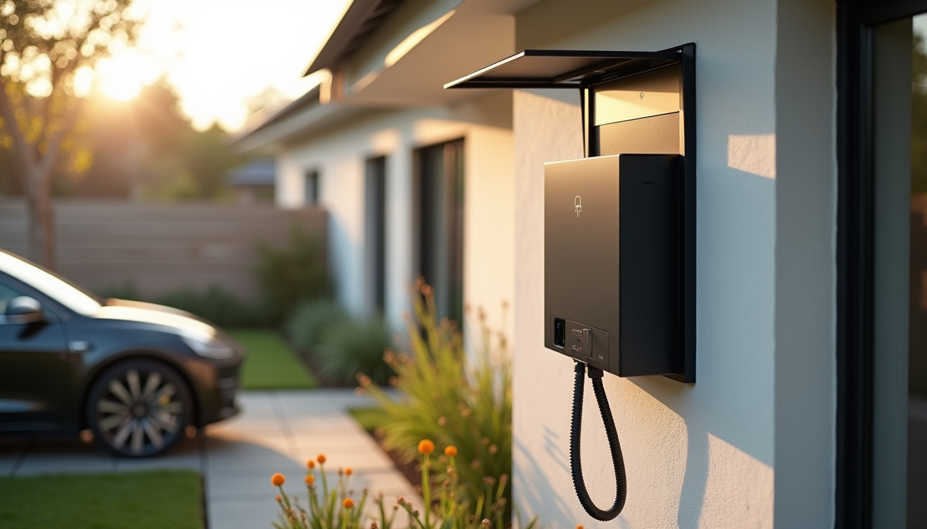 Installation d'une borne de recharge murale type wallbox à l'extérieur d'une maison individuelle