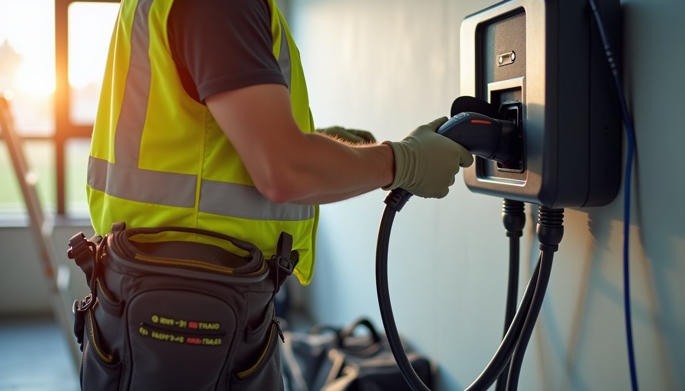 Installation d'une borne de recharge par un professionnel IRVE