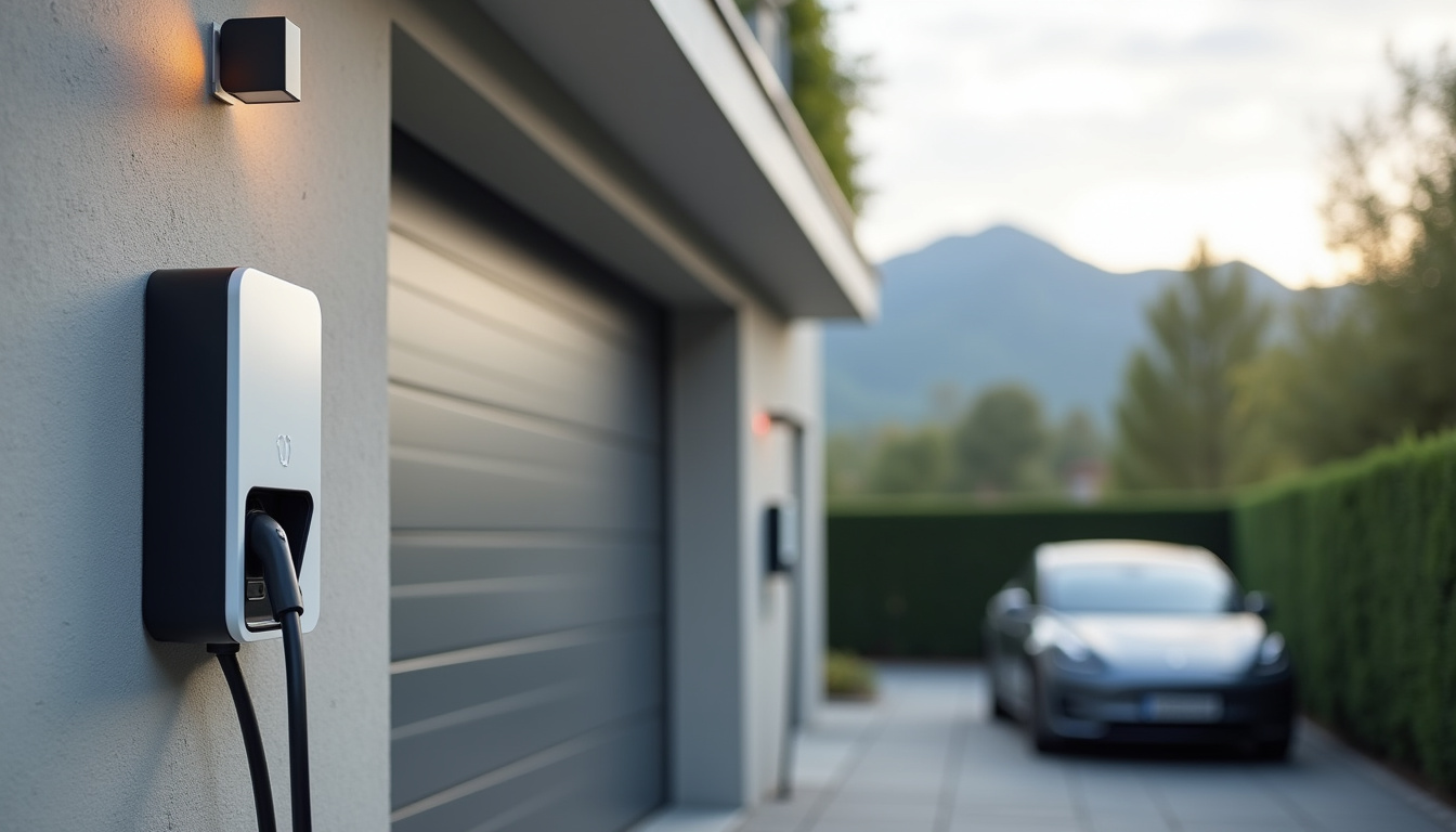 Installation d'une borne de recharge pour voiture électrique à La Murette, en extérieur près d'un garage