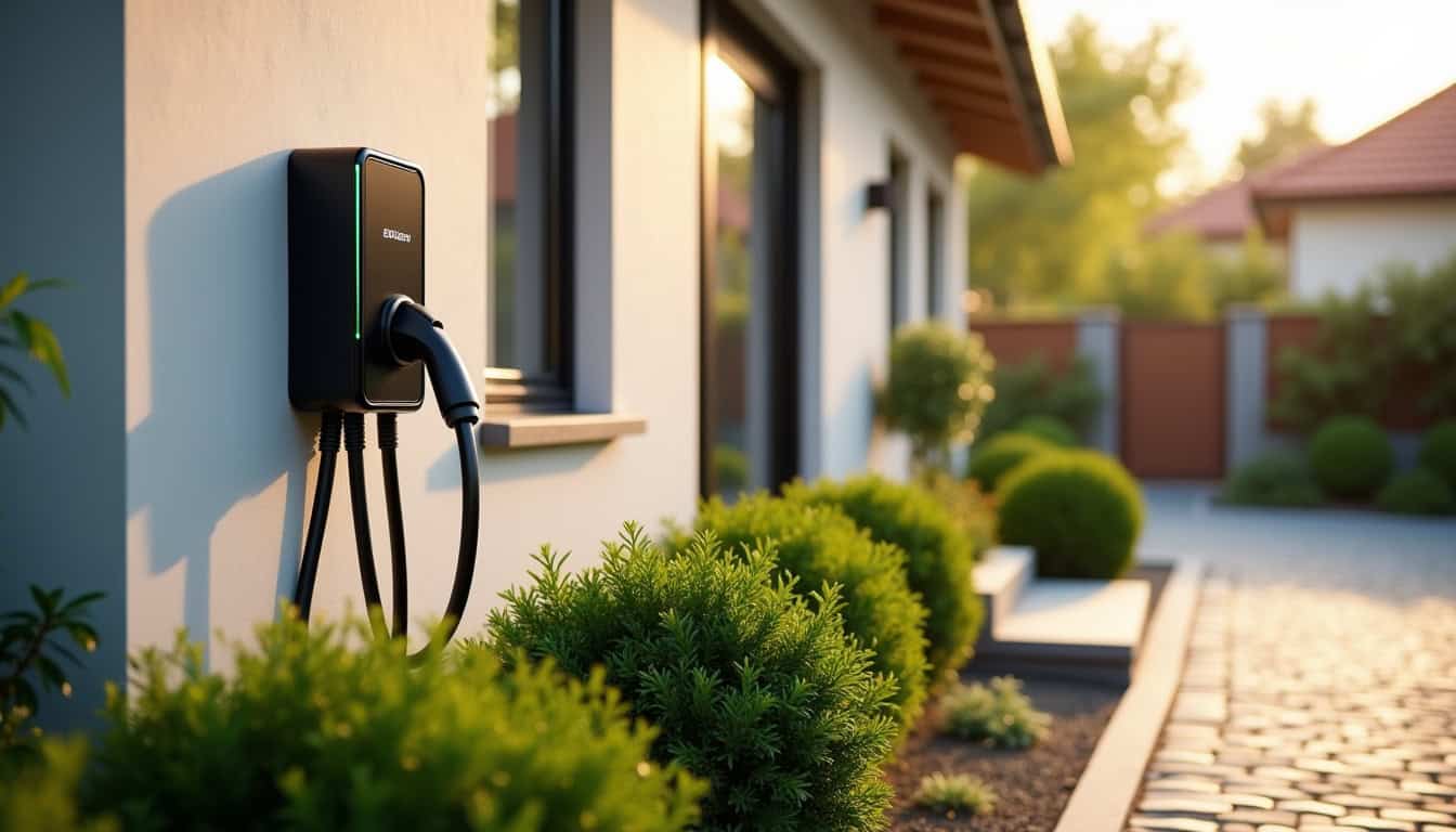 Installation d'une borne de recharge pour voiture électrique à l'extérieur d'une maison individuelle à Droue-sur-Drouette