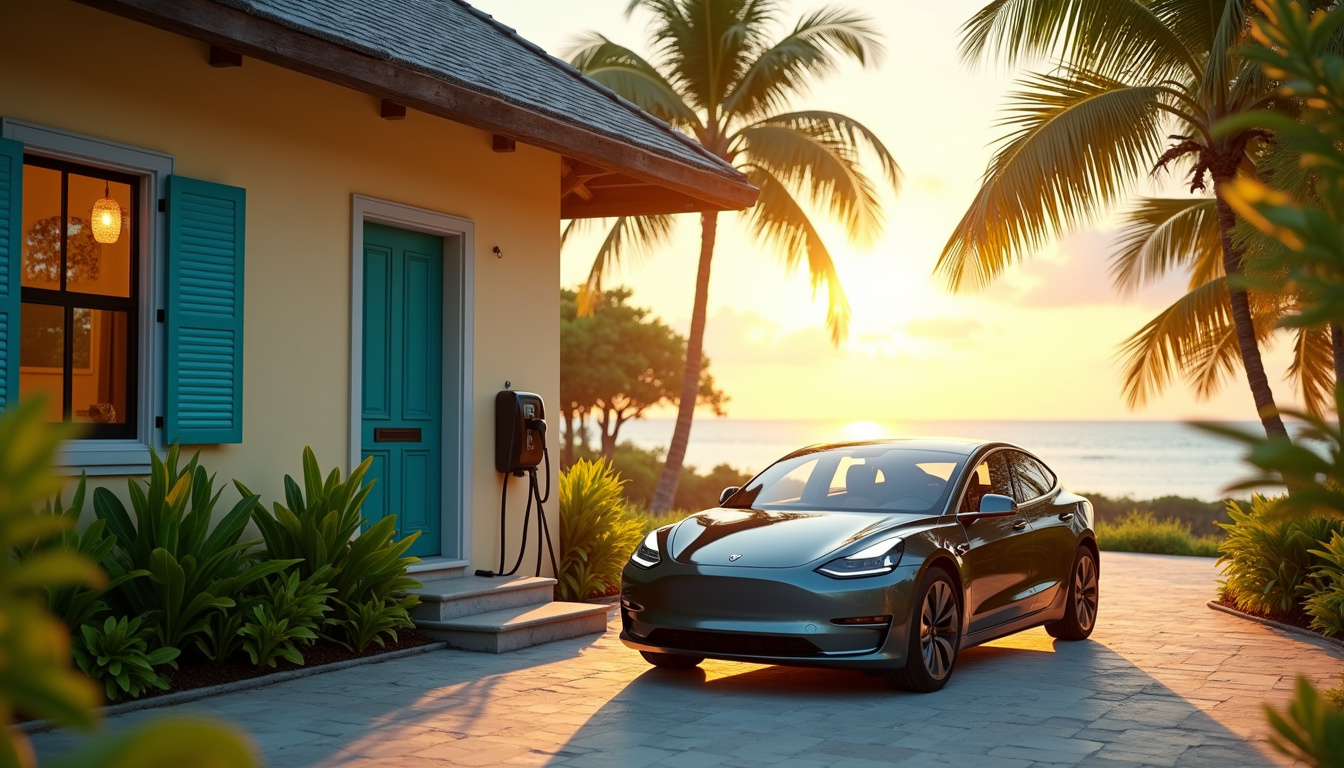 Installation d'une borne de recharge pour voiture électrique à Vieux-Fort, en Guadeloupe