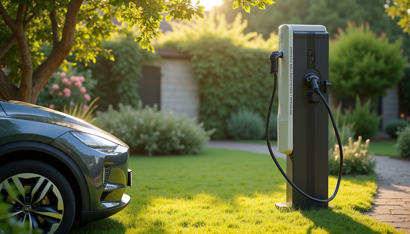 Installation d'une borne de recharge pour voiture électrique dans un jardin à Hédé-Bazouges
