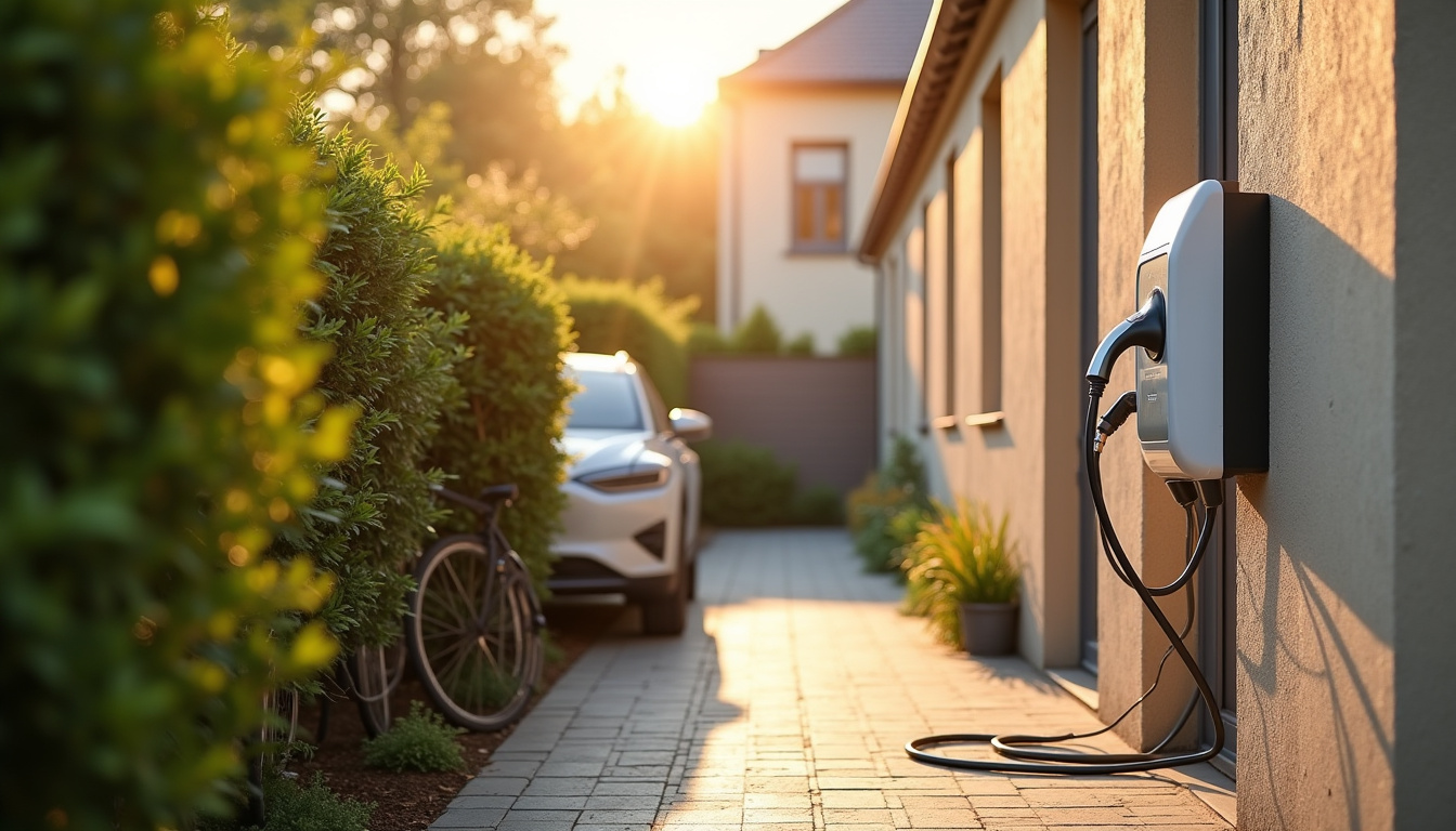Installation d'une borne de recharge pour voiture électrique devant une maison à Galgon