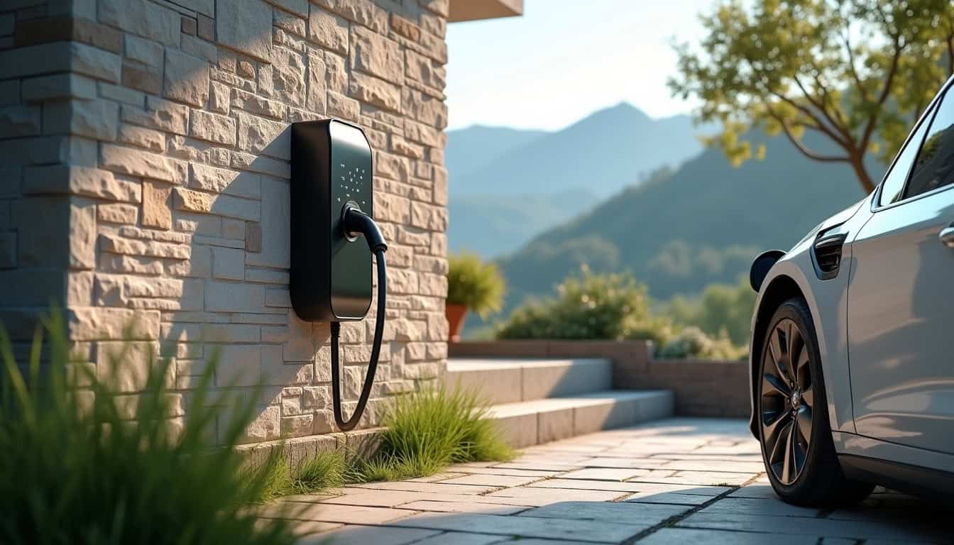 Installation d'une borne de recharge pour voiture électrique devant une maison à Tallard