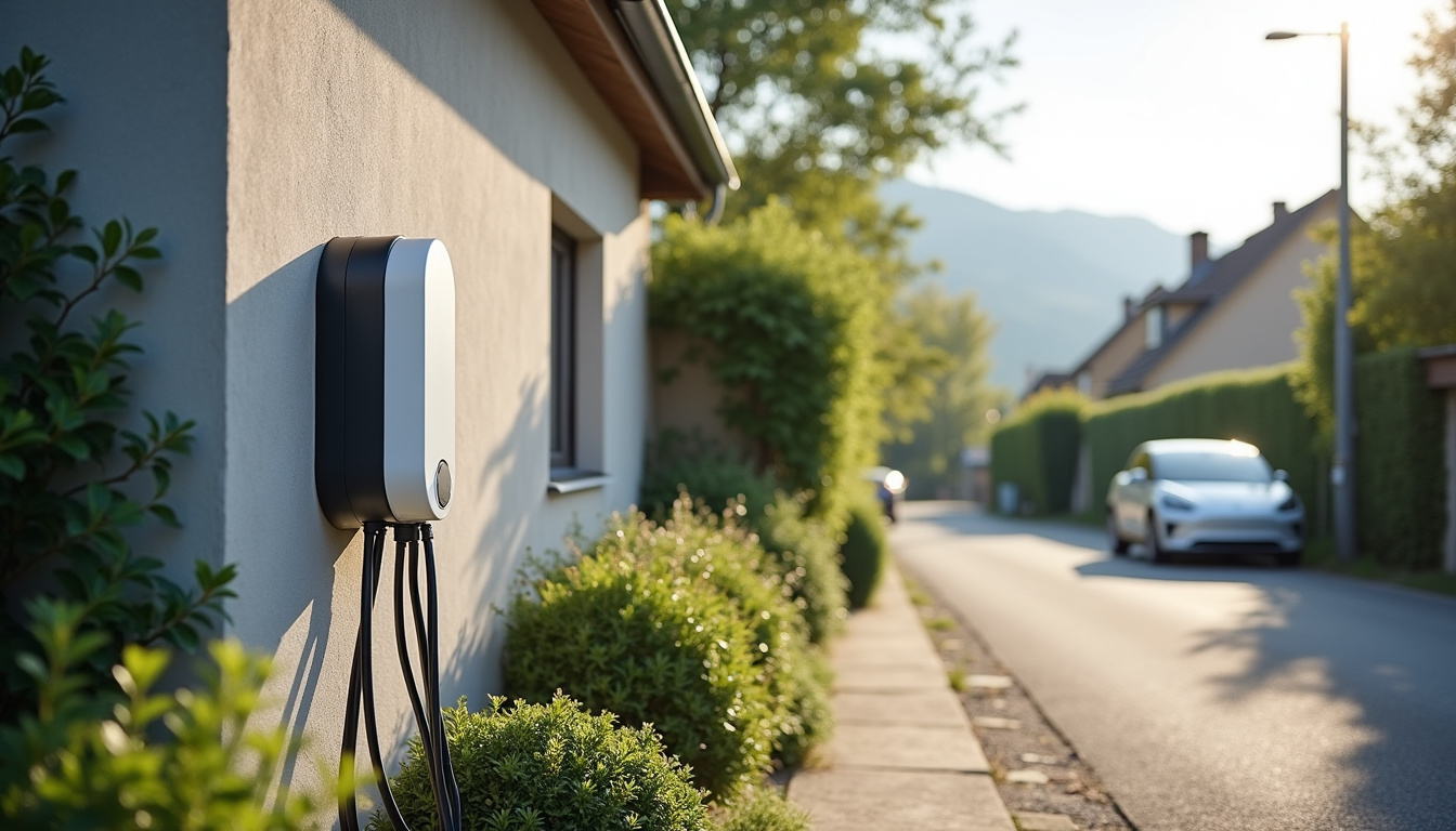 Installation d'une borne de recharge pour voiture électrique devant une maison individuelle à Arbusigny