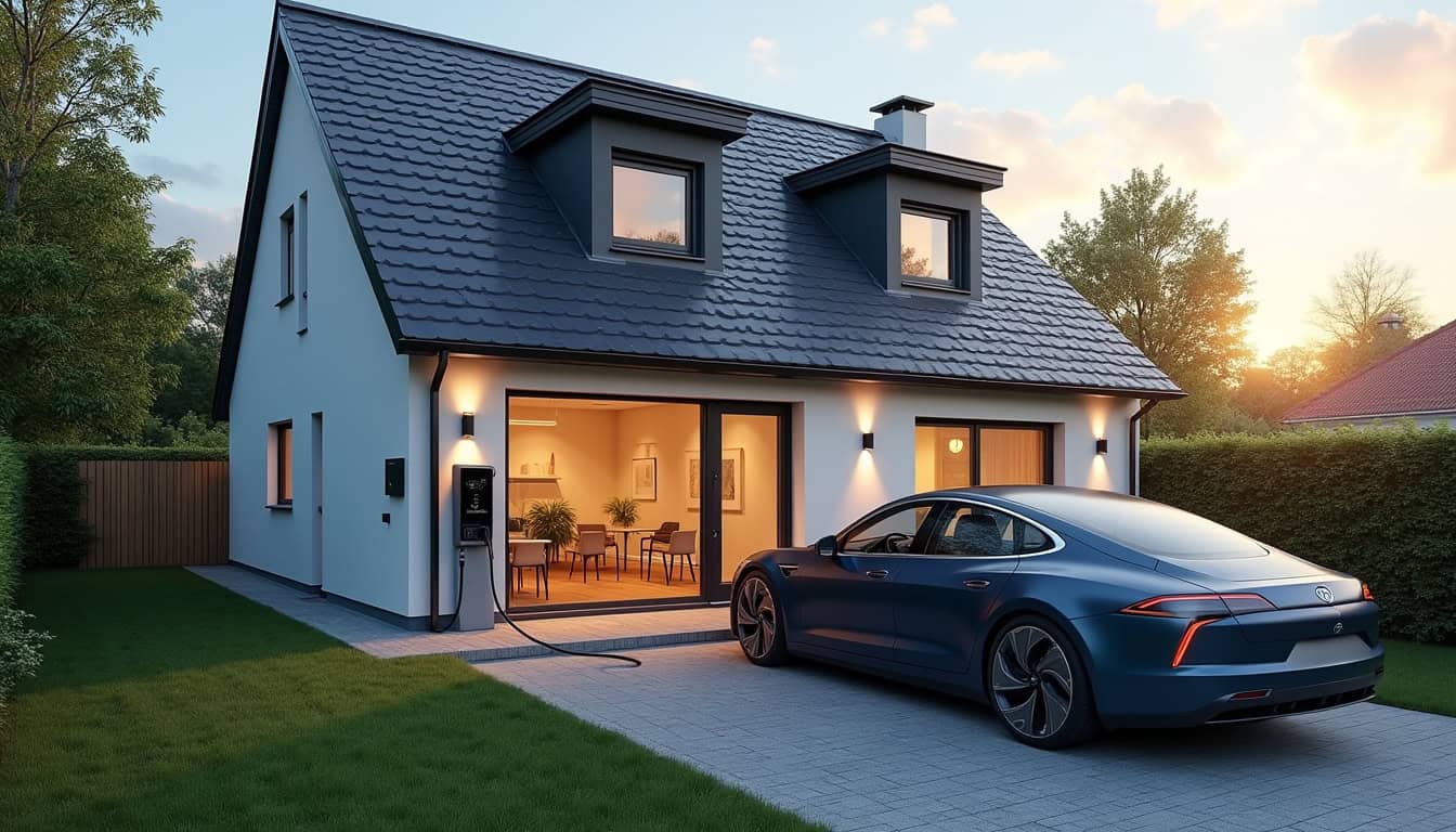 Installation d'une borne de recharge pour voiture électrique devant une maison individuelle à Muntzenheim
