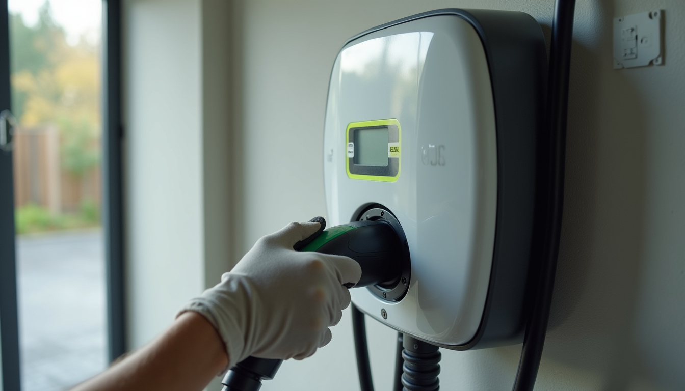 Installation d'une borne de recharge reliée au tableau électrique d'une maison