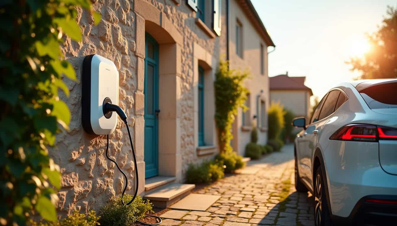 Installation d'une borne de recharge sur la façade d'une maison à Briare