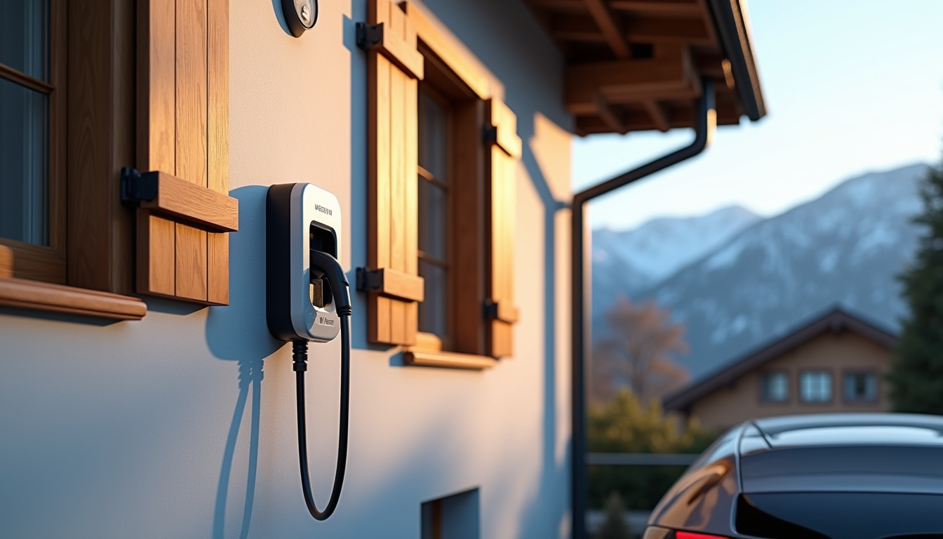 Installation d'une borne de recharge sur la façade d'une maison à Myans