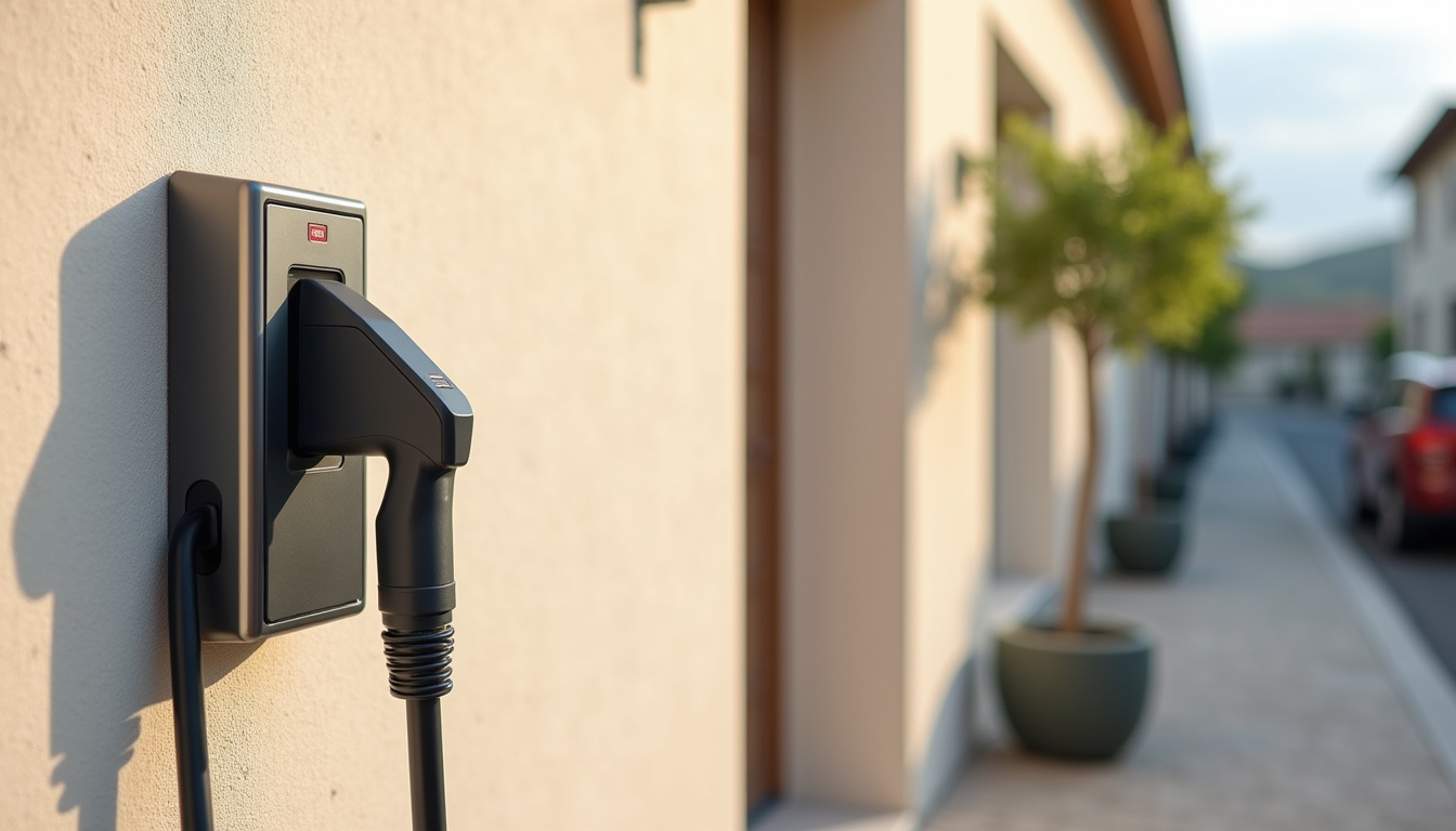Installation d'une borne de recharge sur le mur d'une maison à Pradines