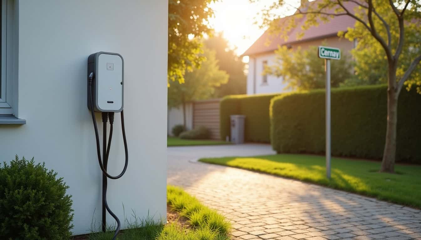 Installation d'une borne de recharge sur le parking d'une maison individuelle à Cernay