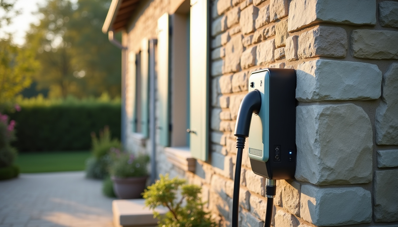 Installation d’une borne de recharge sur un mur extérieur à Le Perréon