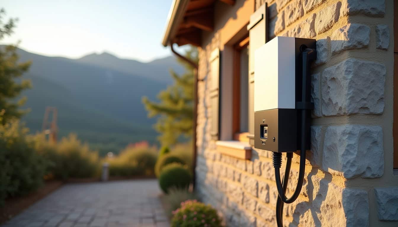 Installation d'une borne de recharge sur un mur extérieur à Ugine