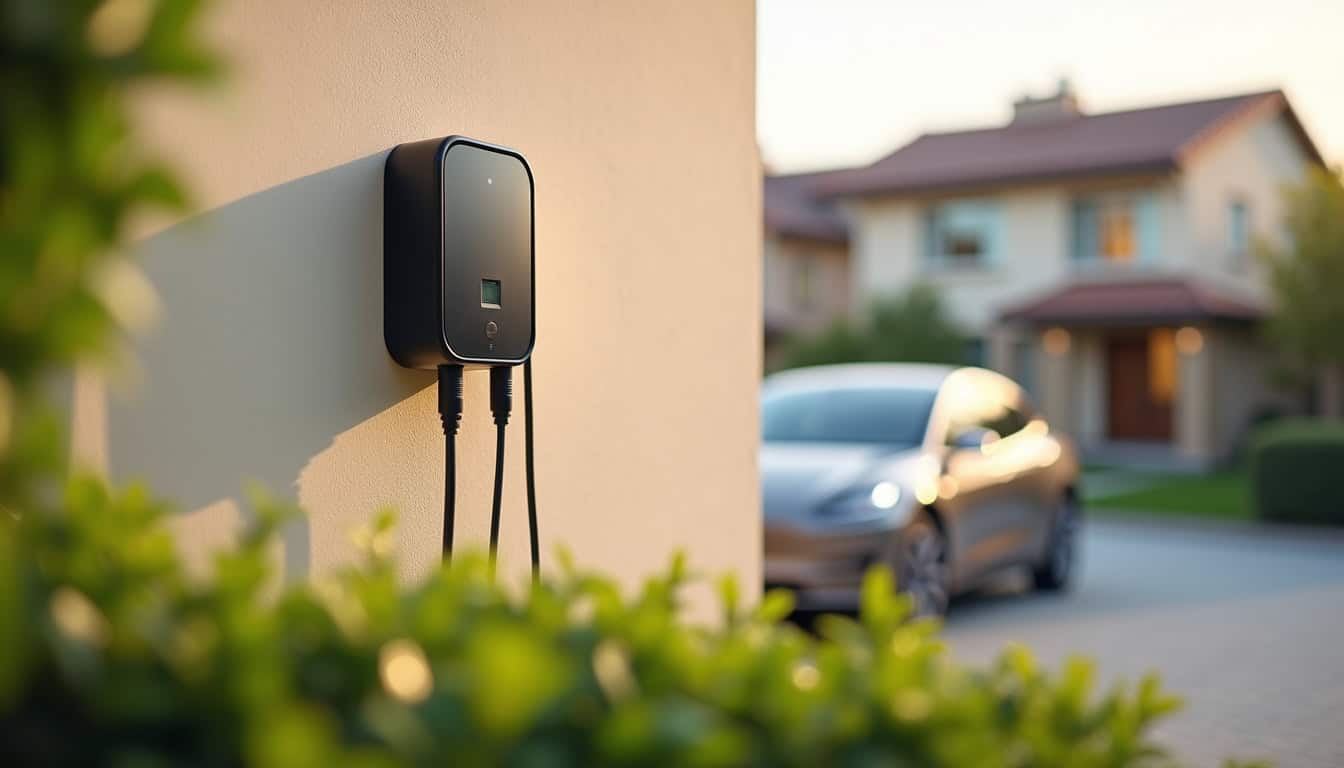 Installation d'une borne de recharge sur une façade de maison à Marnes-la-Coquette