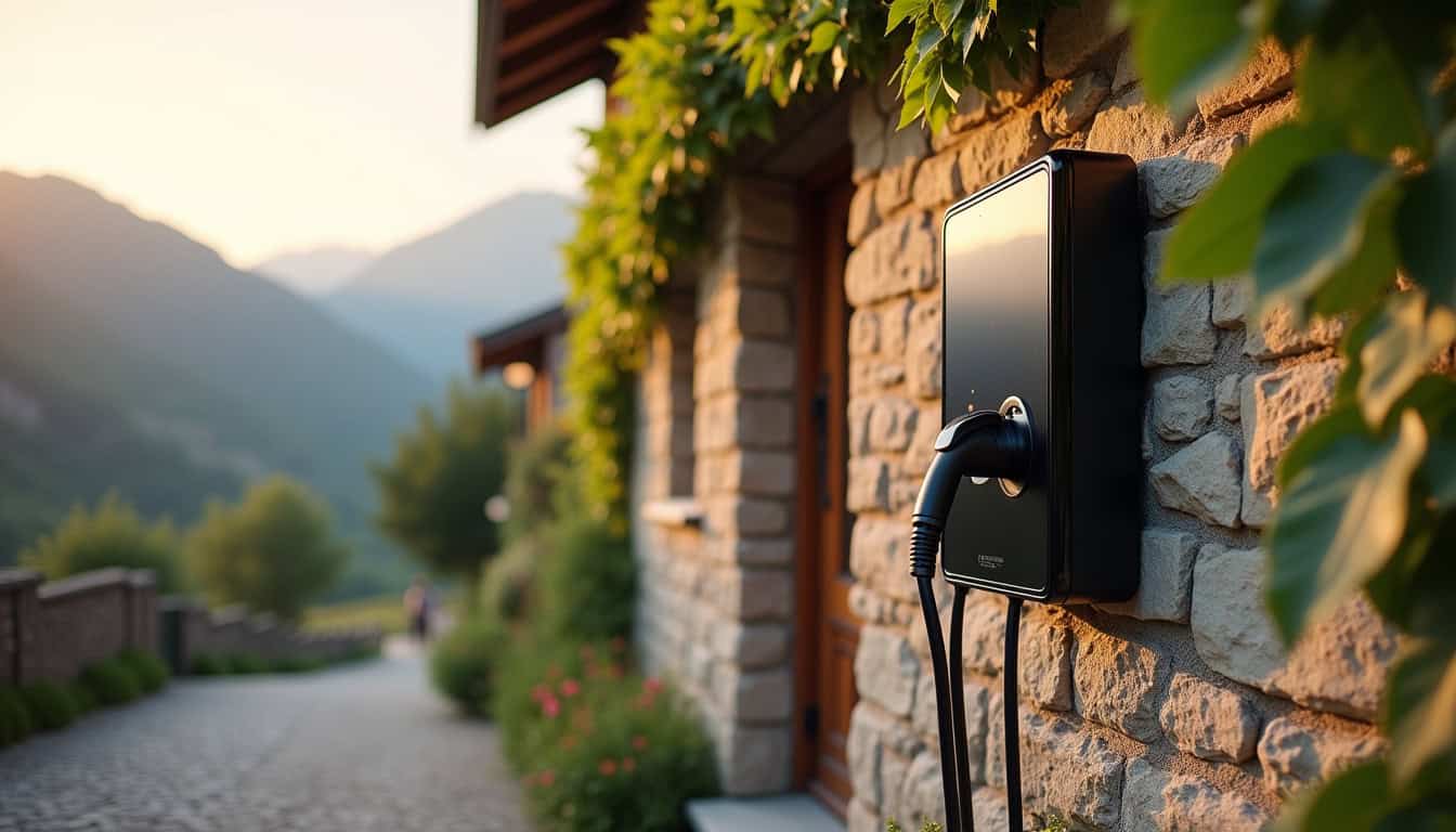 Installation d'une borne de recharge sur une maison ancienne à Faverges-de-la-Tour
