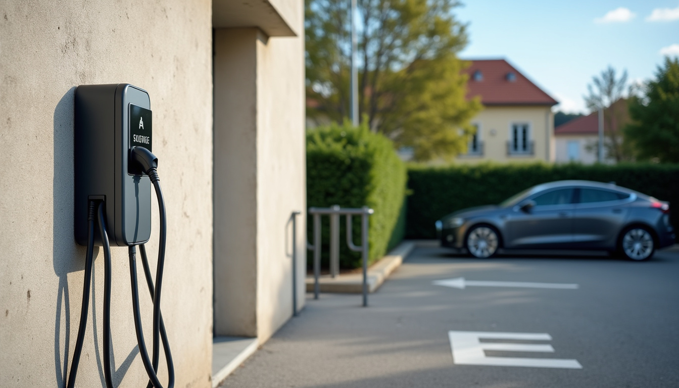 Installation d'une borne de recharge sur une place de parking privée à Léry