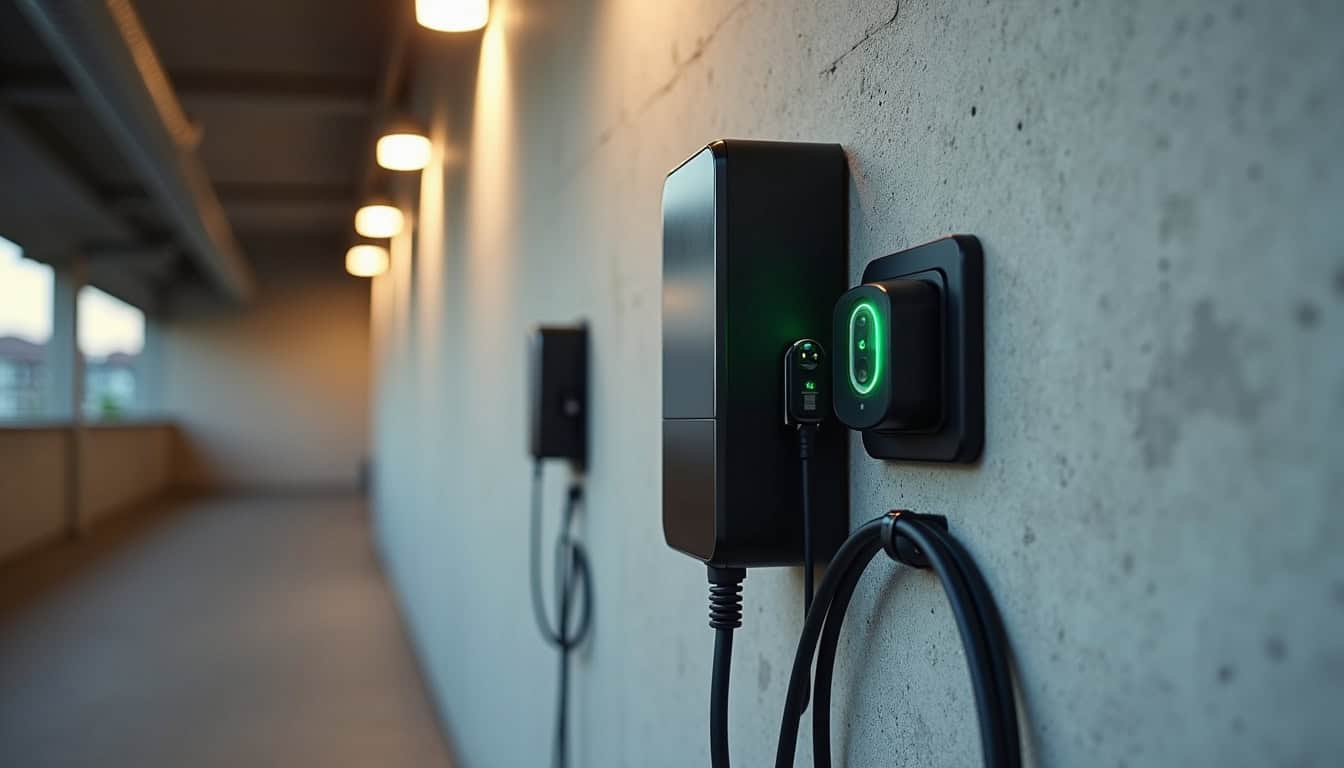 Installation d'une borne électrique dans un garage d'appartement à Eymeux