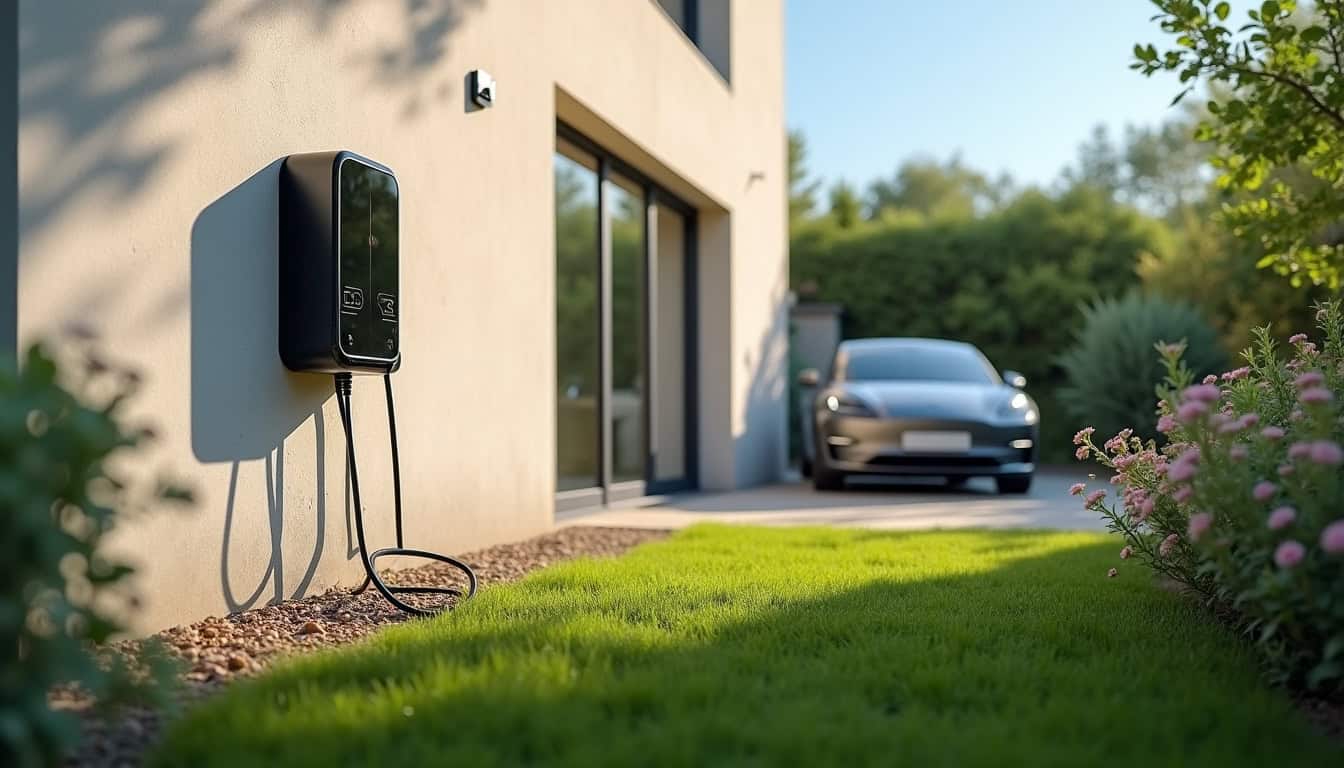 Installation d'une borne électrique dans un jardin de maison à Barbezieux-Saint-Hilaire