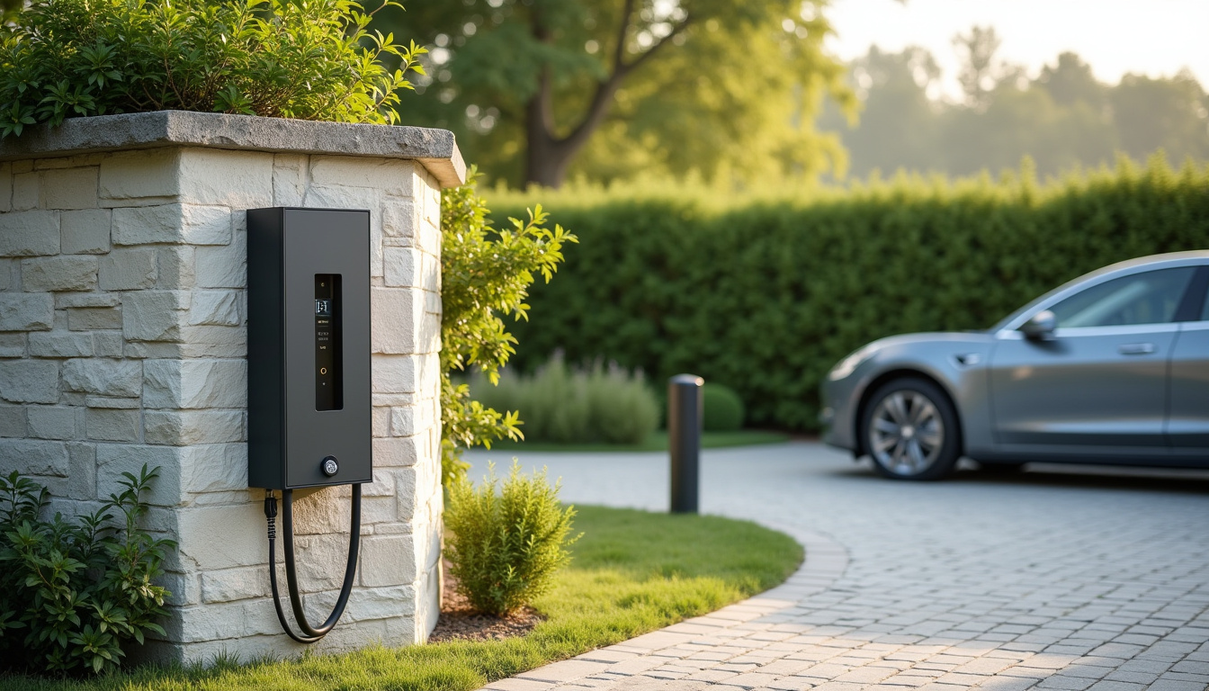 Installation d'une borne électrique dans un jardin résidentiel à Balzac