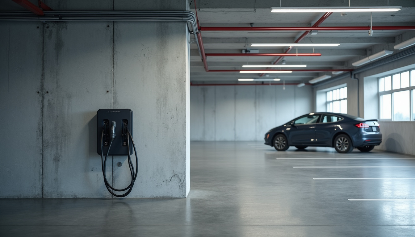 Installation d'une borne électrique en parking de copropriété avec câble aérien