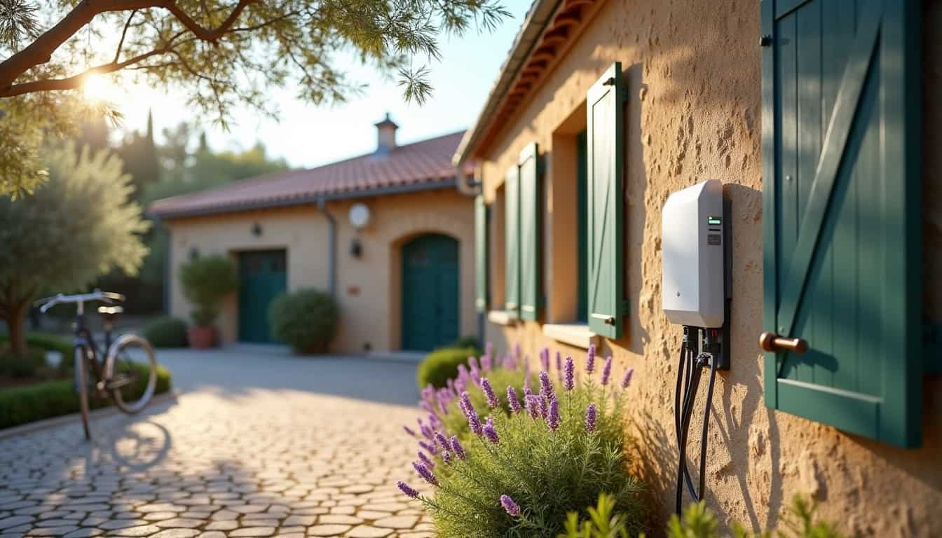 Installation d'une borne électrique murale à l'extérieur d'une maison à Bussière-Galant