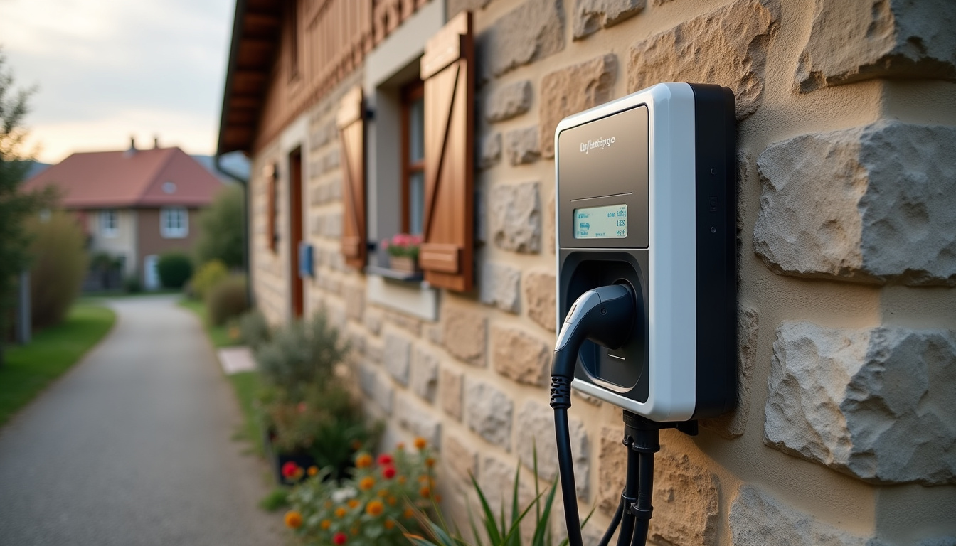 Installation d'une borne électrique murale à l'extérieur d'une maison à Neuf-Brisach