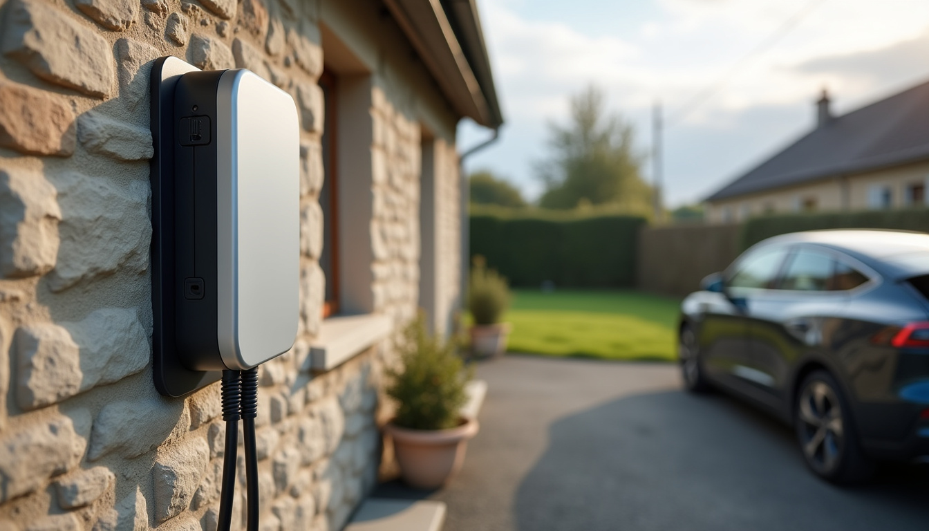 Installation d'une borne électrique murale à l'extérieur d'une maison à Plouisy