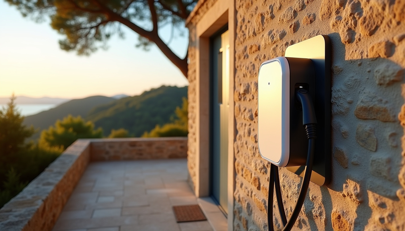 Installation d'une borne électrique murale à l'extérieur d'une maison à Saint-Pierre-d'Oléron