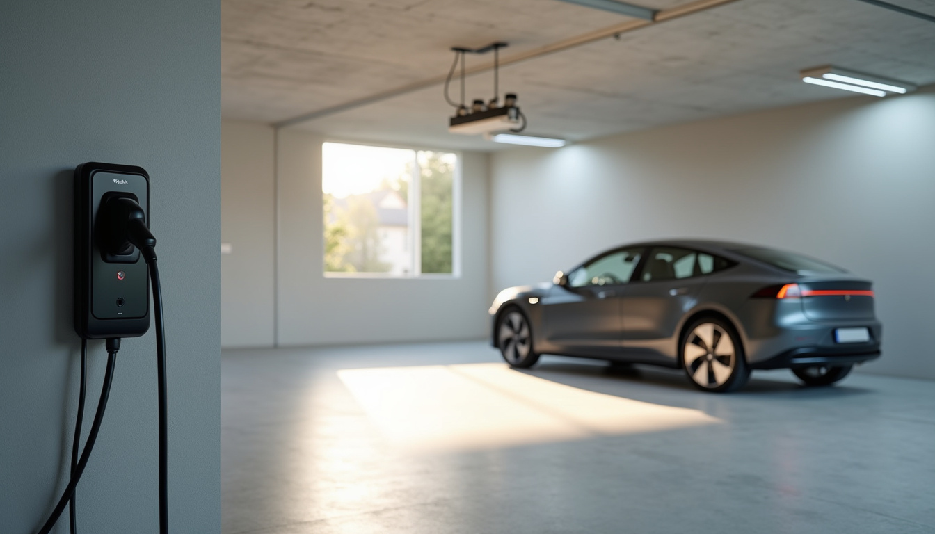 Installation d'une borne électrique murale dans un garage résidentiel à Dunes