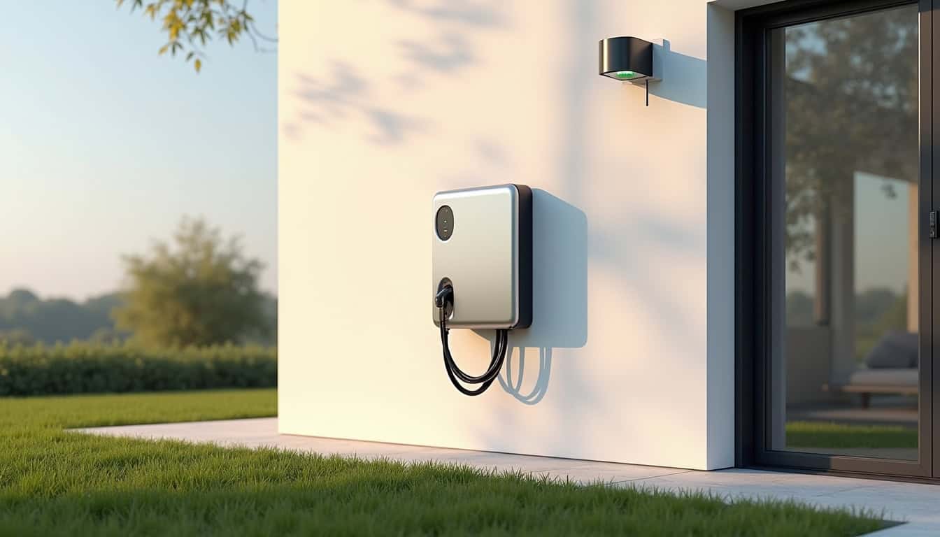 Installation d'une borne électrique murale devant une maison à Rai