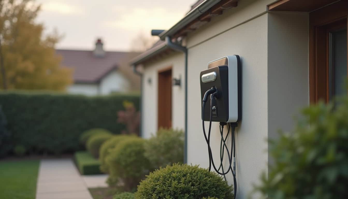Installation d'une borne électrique murale en extérieur sur une façade de maison à Sailly-sur-la-Lys