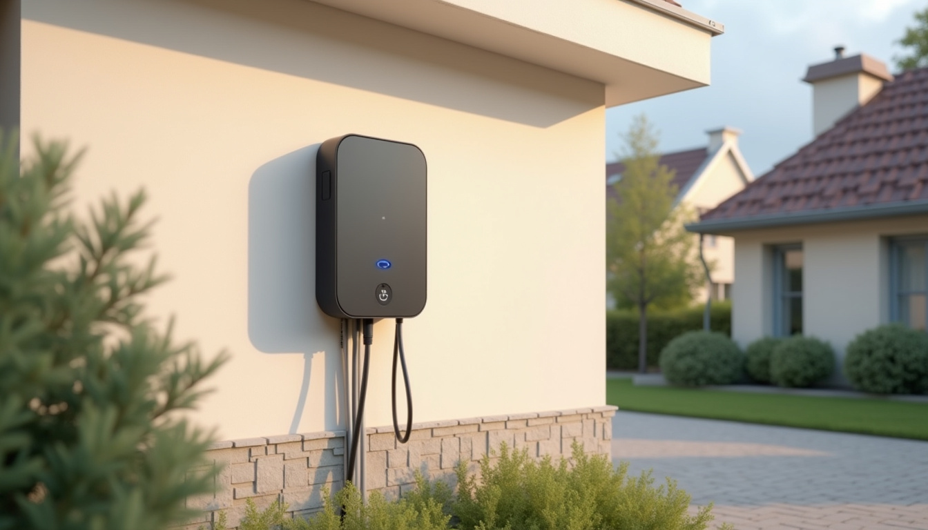 Installation d'une borne électrique murale sur la façade d'une maison à La Gouesnière