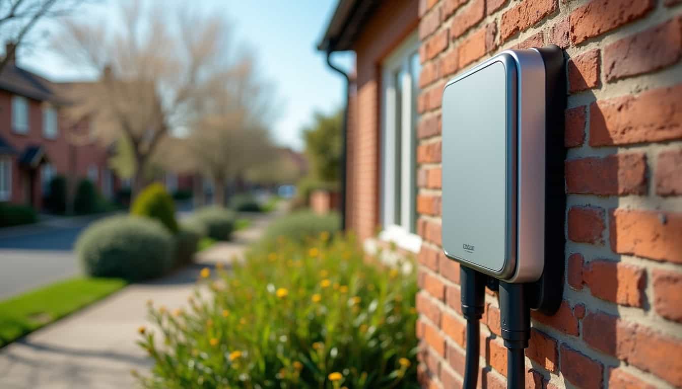 Installation d'une borne électrique murale sur le mur extérieur d'une maison avec jardin à Touvois