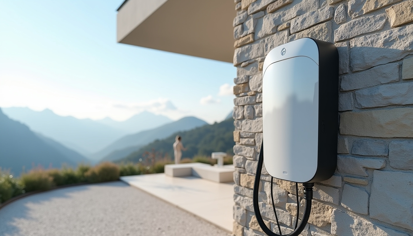 Installation d'une borne électrique murale sur un mur extérieur à Biol