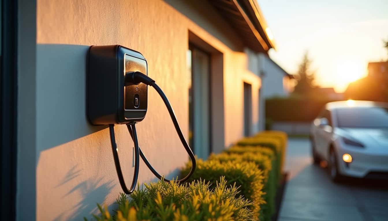 Installation d'une borne électrique murale sur un mur extérieur en milieu résidentiel