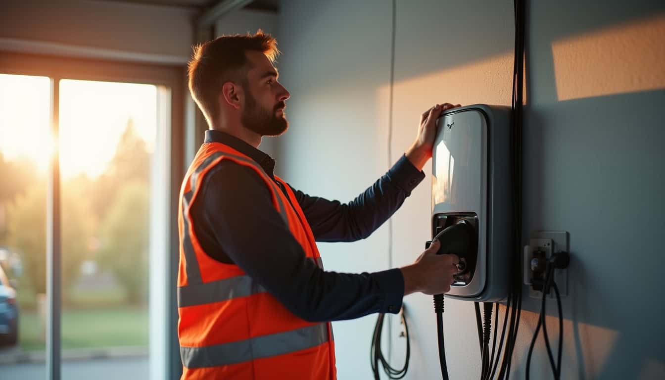 Installation d'une borne électrique par un électricien certifié à Corbehem