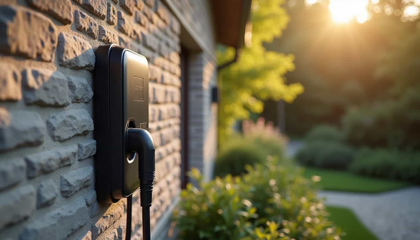 Installation d'une borne électrique sur le mur extérieur d'une maison à Sainte-Foy-d'Aigrefeuille