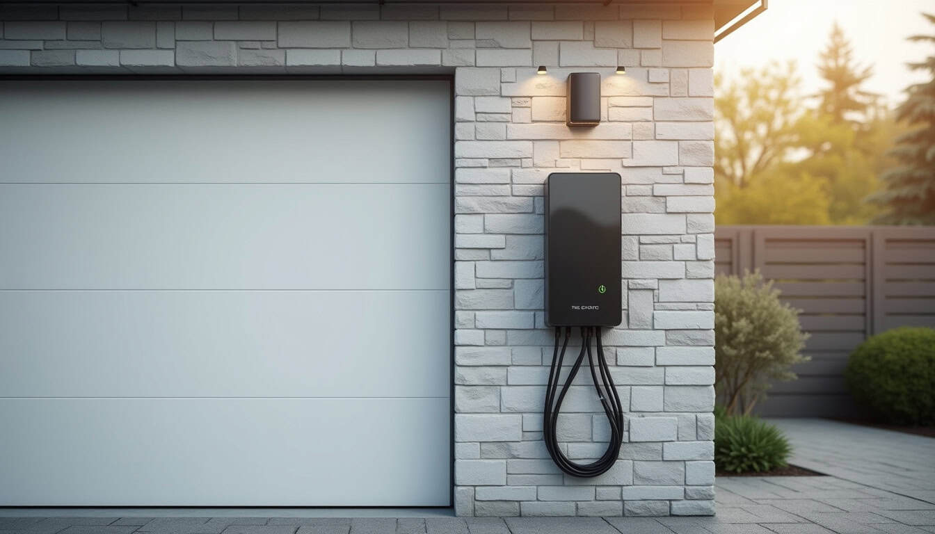 Installation d'une borne électrique sur un mur extérieur de garage à Thorigny-sur-Oreuse