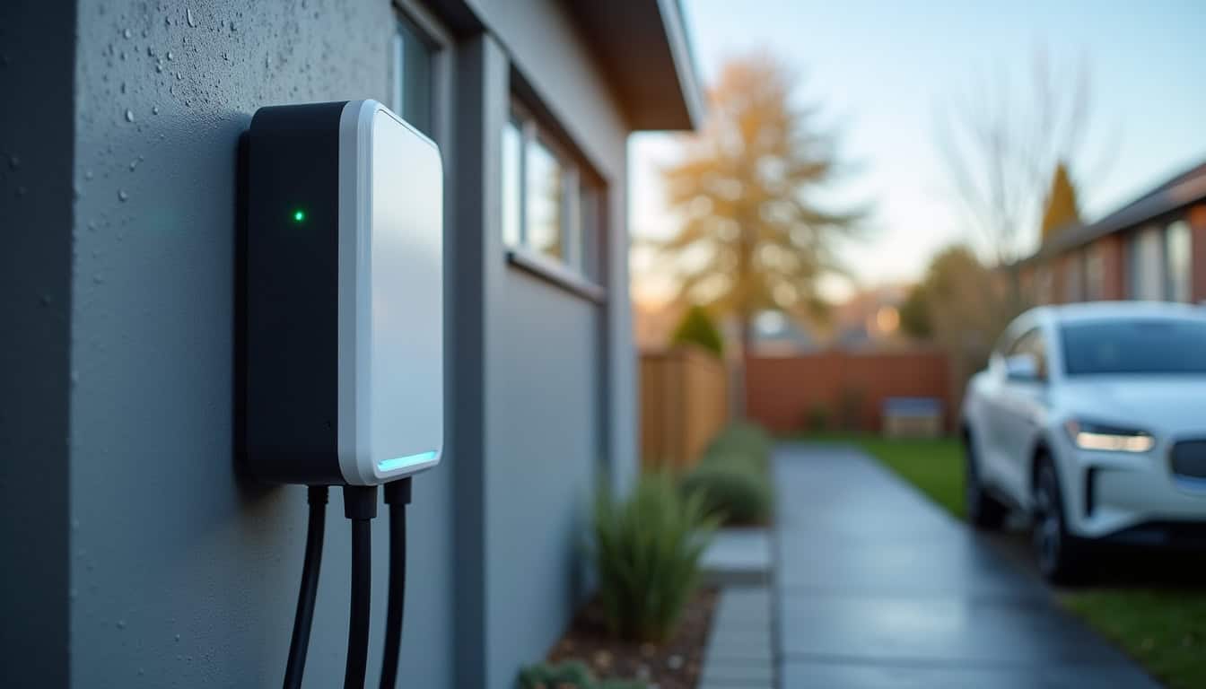 Installation d'une borne électrique wallbox sur un mur extérieur à Violaines