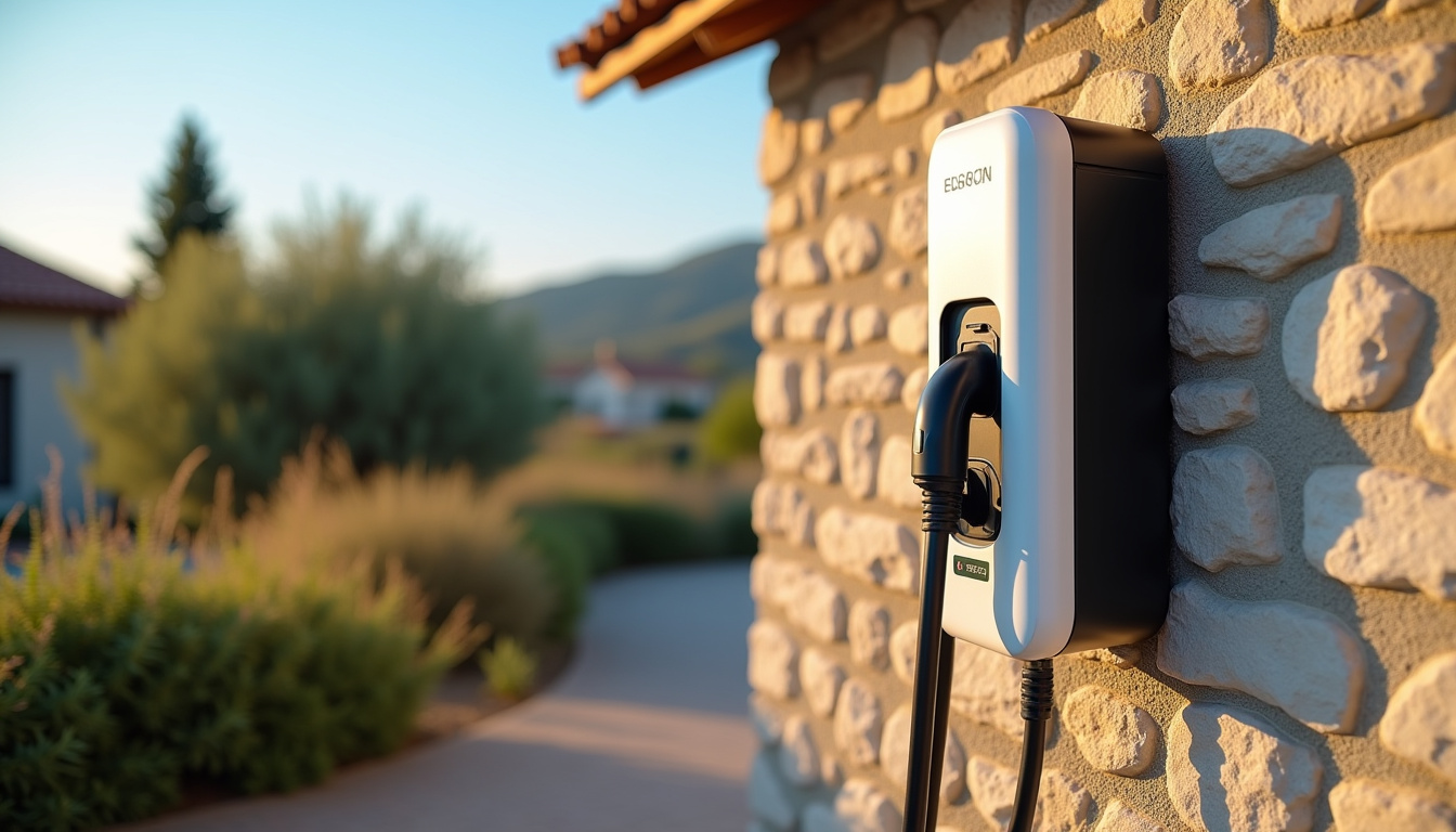 Installation d'une borne murale de recharge électrique sur un mur extérieur à Furiani