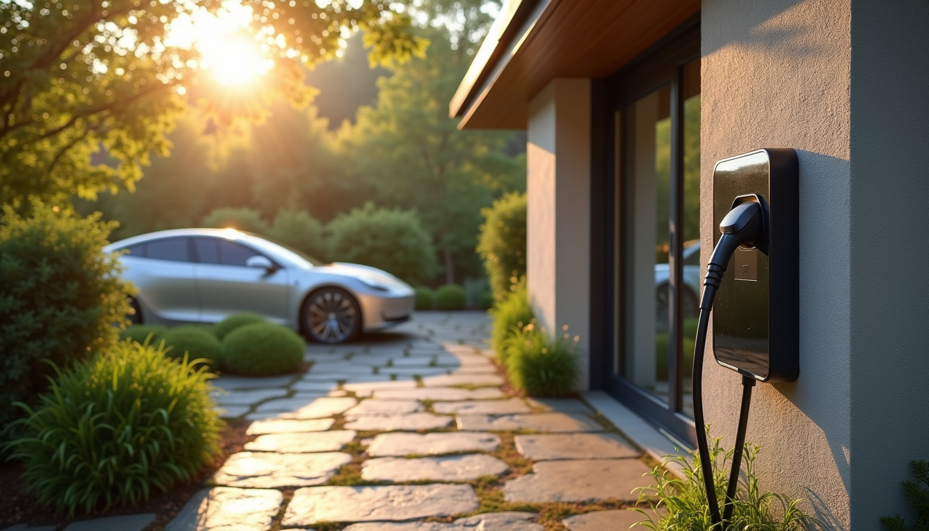 Installation d'une borne murale de recharge pour voiture électrique à l'extérieur d'une maison à Bréhan