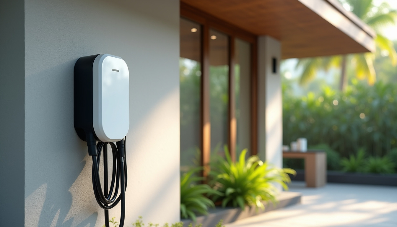 Installation d'une borne murale électrique à Le Lorrain, en extérieur protégé contre les intempéries