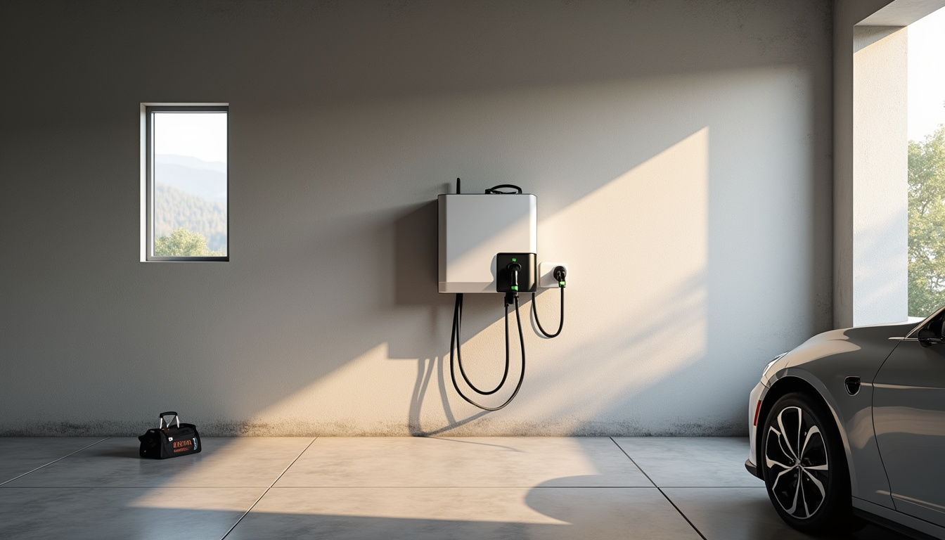 Installation d'une borne murale pour véhicule électrique dans un garage privé à Cucq